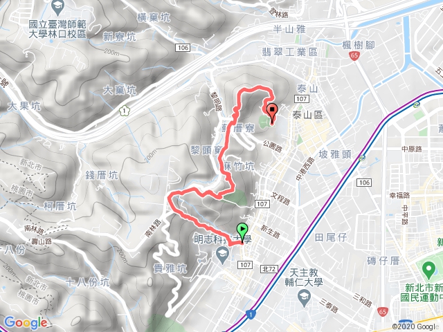 頂泰山巖-瓊仔湖山-瓊仔湖山北峰-尖凍山-山腳頂山-辭修公園