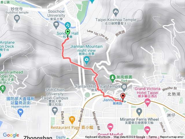 東吳大學、寵慧古墓、正願寺、雞南自然公園、美麗華