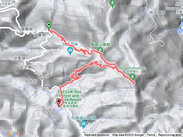 留龍頭-嶺頭山-嶺頭山東峰-金柑樹山-杉林溪大飯店