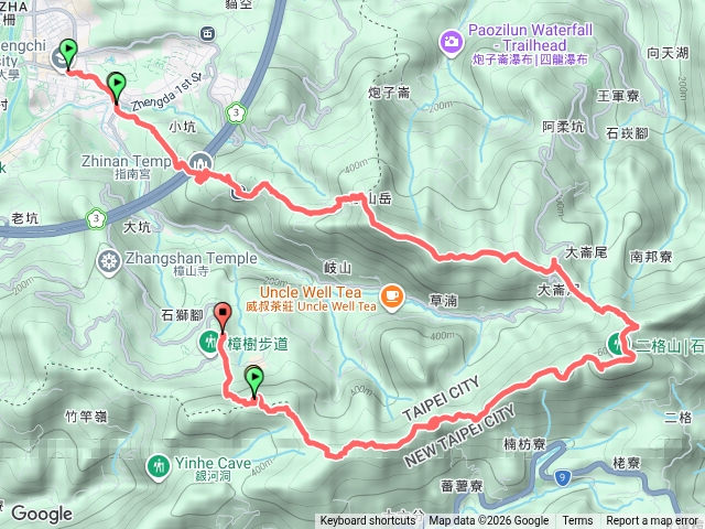 指南宮千階步道-猴山岳-二格山-貓空尖山-十六分山-貓纜站預覽圖