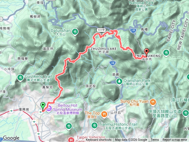 新北投-中正山-青楓步道-竹子湖-小油坑-七星山(主,東峰)-冷水坑預覽圖