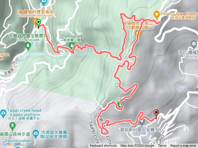 帕米爾公園～內雙溪古道～五指山產業道路～翠柏新籿
