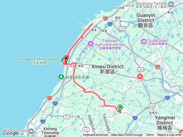 富岡-永安漁港-後湖珍珠海岸-觀新藻礁-大潭電廠-永安