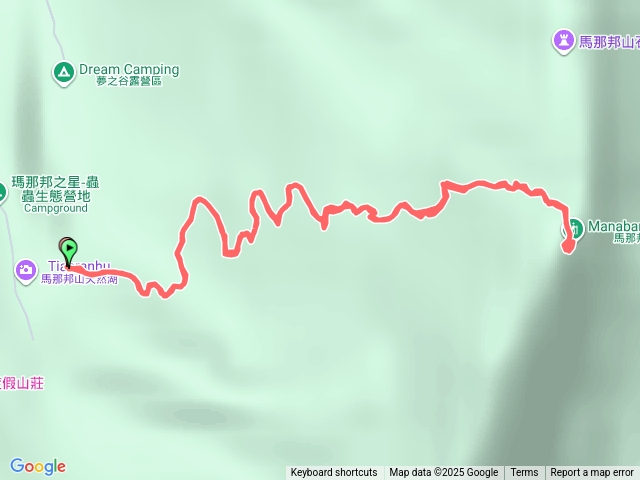 馬那邦山-天然湖路線預覽圖