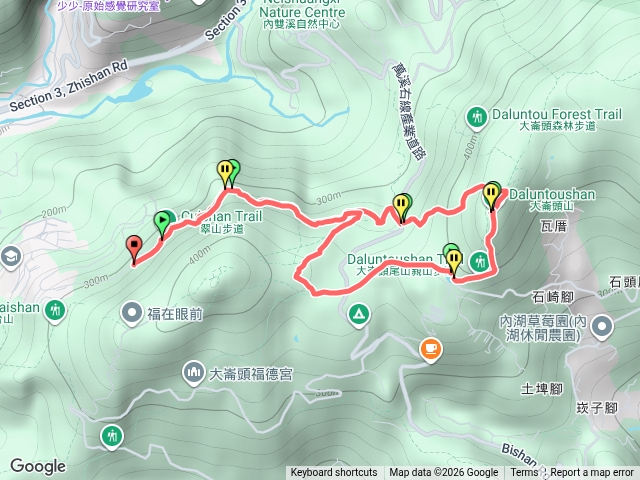 翠山、大崙尾自然步道、乘風堡、長壽坡