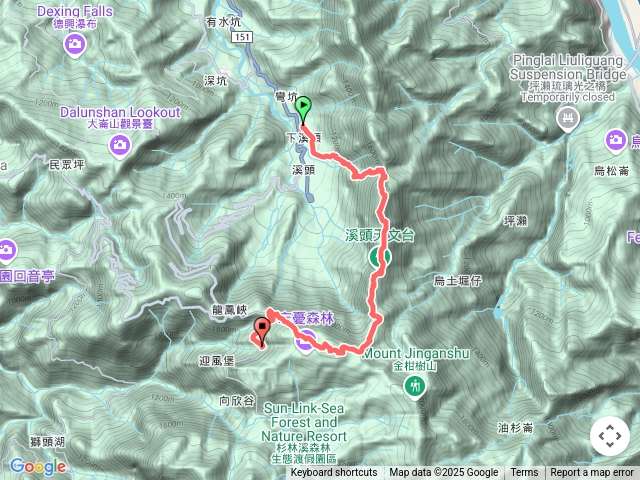 南投-溪頭_鳳凰北嶺_台演山（南鳳凰山）_鳳凰南嶺_嶺頭山_留龍頭_忘憂公車站（有航點說明）