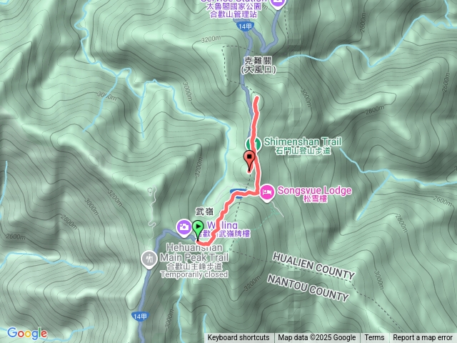 武嶺牌樓到石門山路過合歡尖山
