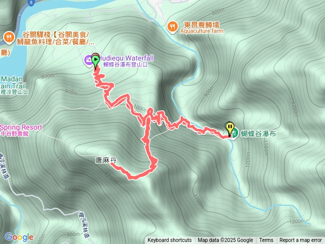 唐麻丹步道下蝴蝶谷瀑布