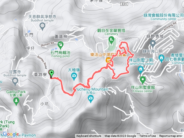 石門路70號登山口-直上山中湖-文筆山登山口-文筆山-繞湖一大圈回山中湖-原路返回70號登山口