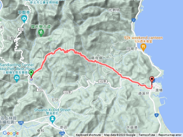 石笋古道經石笋山、楊廷理古道出澳底
