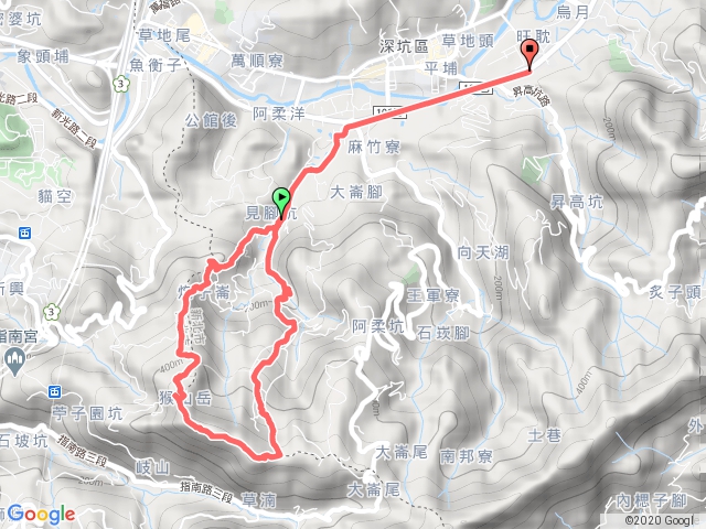 炮仔崙瀑布>林家草厝>猴山岳主峰、前峰>萬家香停車場