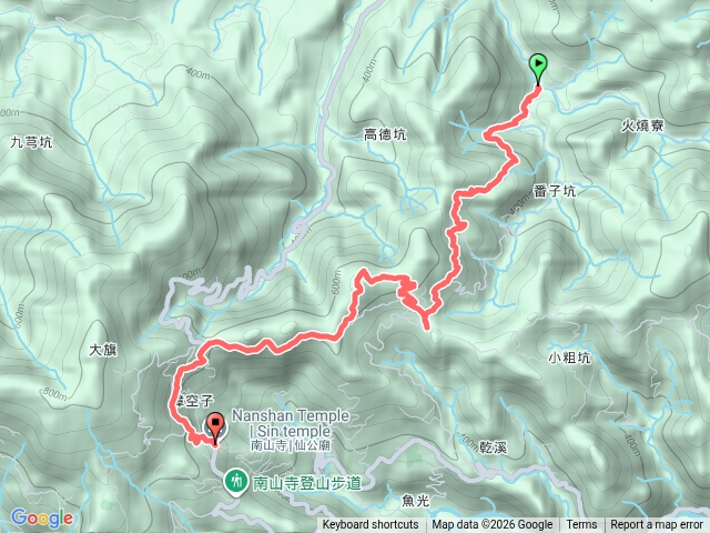 番子坑古道、乾溪福德宮、山外山有機茶園、乾溪山、樟空子嶺、南山寺