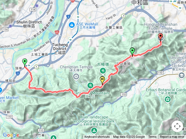 頂埔-大暖尖山-火焰山-天上山-五城山-文筆山-五尖山-南勢角山-烘爐地(2025-5-4)