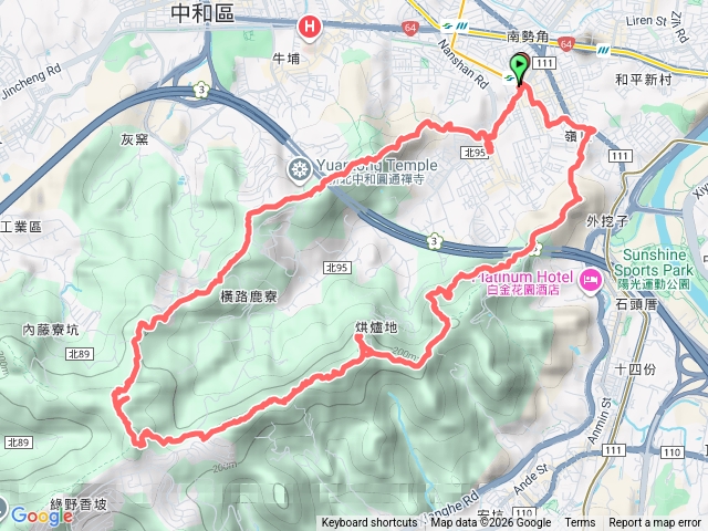 南勢角山及外挖子山O型(含光明頂石壁攀登路線）預覽圖