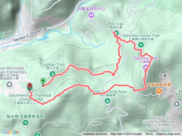 翠山步道，碧溪步道，大崙頭山步道，大崙尾山步道ㄧ日遊預覽圖