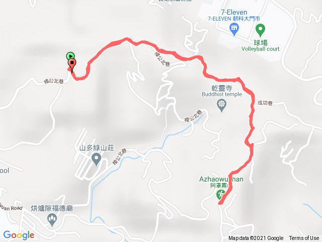 台中霧峰_阿罩霧山_樟公北巷樟公廟來回路線