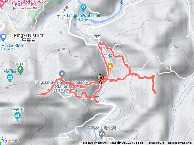 2023-08-08竿蓁林31號民宅旁登山口-紫萊山-平溪子山登山口-平溪子山-白鶯石古道-紫萊產業道路8字型走