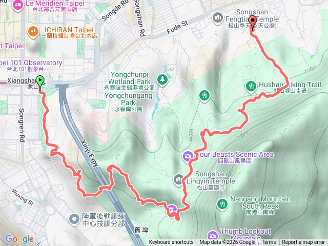 象山捷運站-三座慈惠堂縱走預覽圖