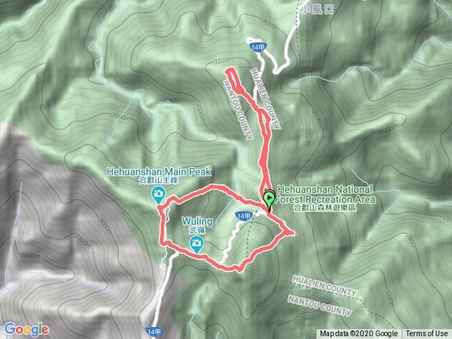 合歡東峰→主峰→尖峰→石門→南哈哈→哈哈→北石門→停車場