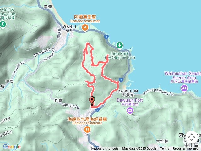 2025-03-09基隆武聖街(台北天際線#5)-大路嶺古道-瑪鋉埤-瑪鋉山-瑪鋉山東峰-百年土地公-萬中瀑布-獅頭瀑布-大武崙澳古道-鄭家古厝-瑪鋉山東北峰-濱海公路-玄德宮O型走