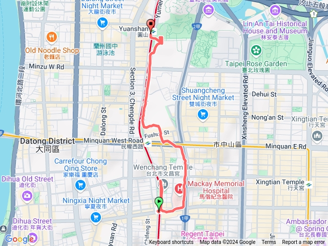 雙連捷運站➡️圓山捷運站