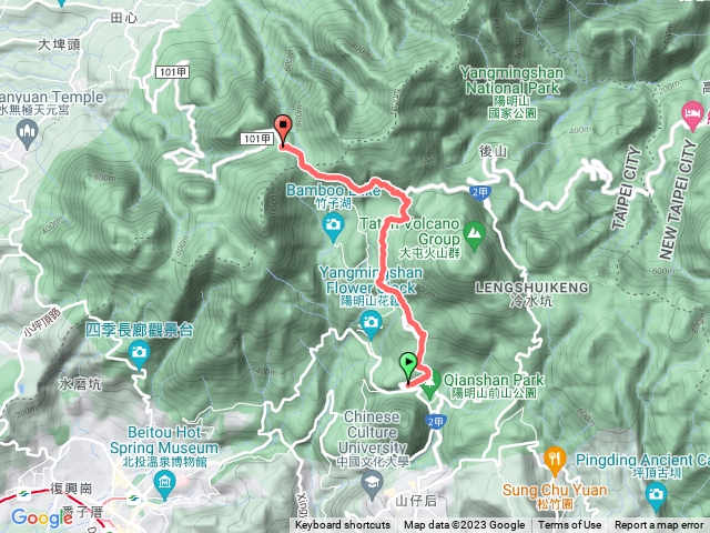 陽明山總站，竹子湖，巴拉卡公路，二子坪