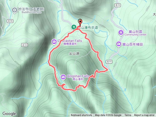 青山瀑布步道、尖山湖步道環走預覽圖