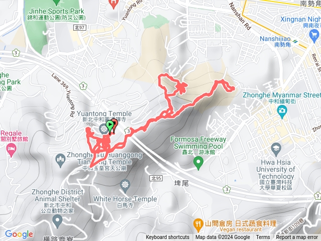 圓通寺-一線天步道-外南勢山步道-長壽山-國旗嶺-迎日石-國聖嶺-樂天宮