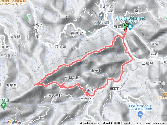 筆架山，路線-難