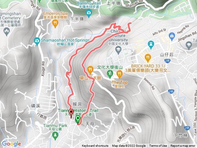 天母古道到翠峰瀑布O型路線