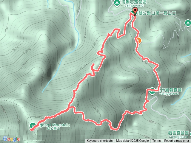 鵝公髻山O型（第一登山口進，大水桶登山口出）