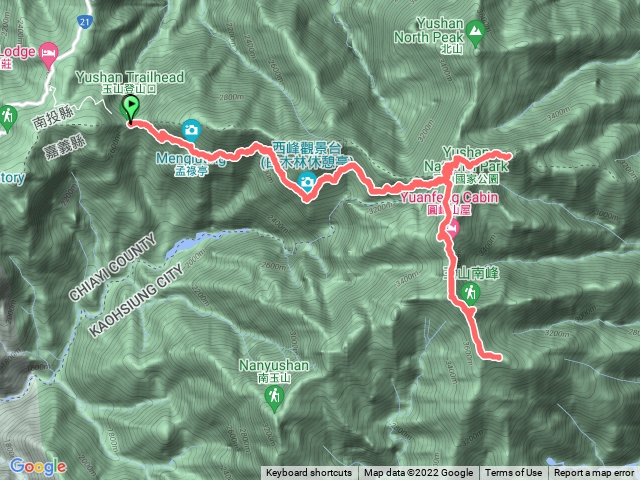 玉山主峰東峰南峰東小南山圓峰二日