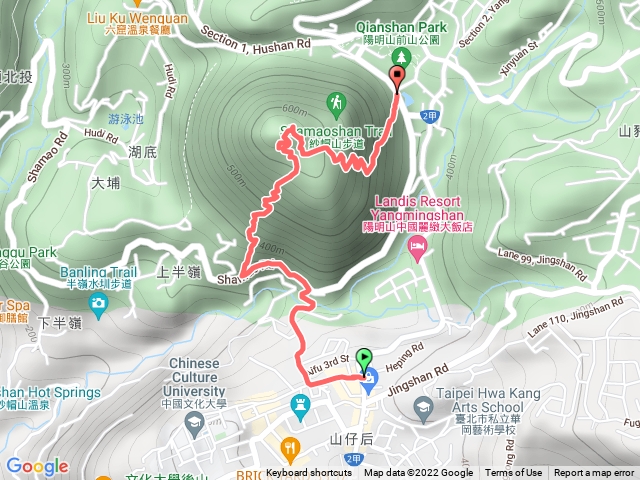 文化大學-紗帽山大埔登山口上-陽明湖登山口下