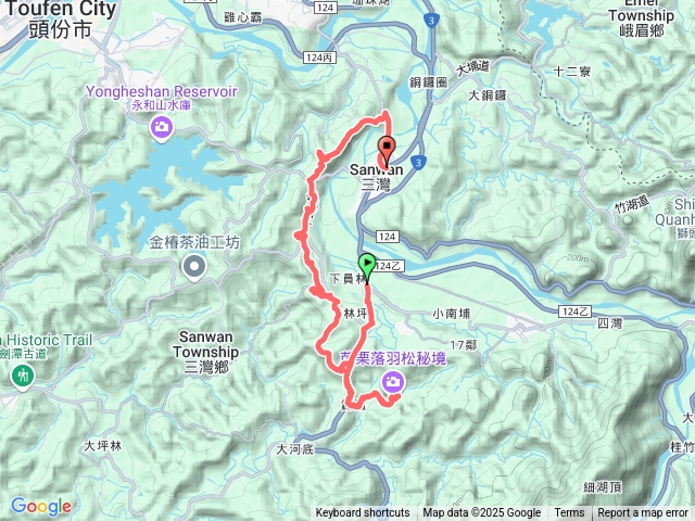 2025-01-12 三灣步道串走─三灣落羽松→五寶慈湖禪寺→老銃櫃步道→三連埤步道→北埔生態池→百年公婆樹→三灣火炎山→龍峎頂步道預覽圖