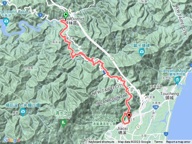 淡蘭古道南路（坪林-礁溪）軌跡飄移，僅供參考