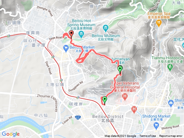 軍艦岩步道-新北投捷運站