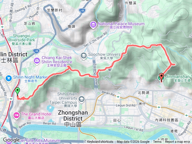 A進劍潭-B出金面山