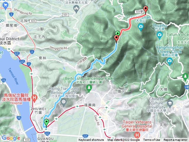 臺北大縱走第一段：關渡至二子坪