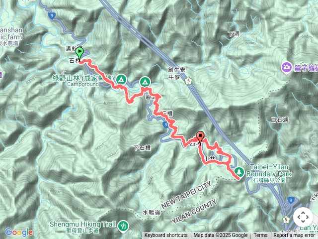 淡蘭南路第四段古道巡禮 : 石槽派出所.興旺露營區.碧湖宮.四堵古道.縣界公園.溪畔古道.關聖宮。