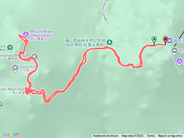 獅子岩纜車站登頂彌山來回