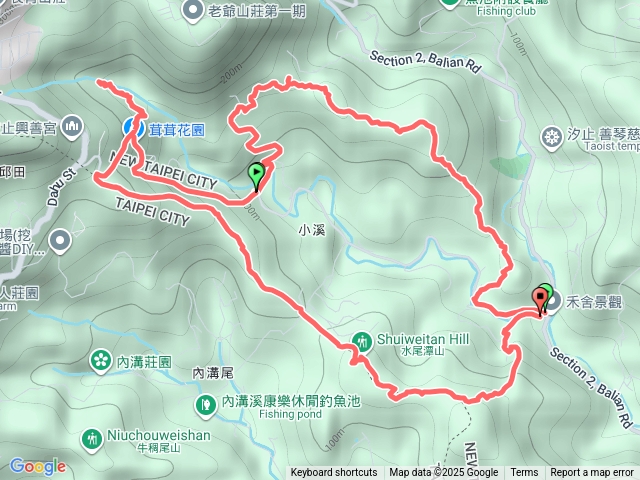 凱達格蘭山O型（八連路溪口站-凱達格蘭山-小溪瀑布-大丘田山東峰-水尾潭山-八連路）預覽圖