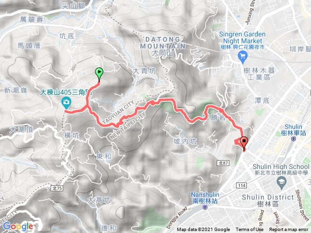 龜山關公嶺北安宮-大棟山405高地-樹林大安路登山口