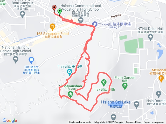 十八尖山步道，十八尖山博愛街停車場，幸福亭，介壽亭，國父記念亭，十八尖山，國家重力基準站