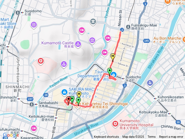 日本熊本商店街下通町到上通町來回