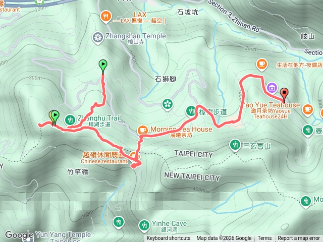貓空出發--樟樹步道--樟湖步道--待老坑山--優人神鼓--越嶺休閒農園預覽圖