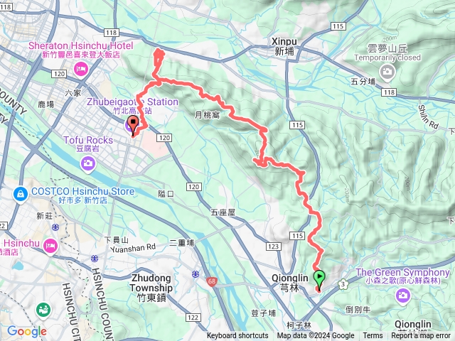 2024 11 18鄧雨賢音樂文化公園~高梘頭山~埤塘窩山~石頭坑山~石頭坑山西南峰~月桃窩山~吧哩國山~犁頭山~高鐵新竹站