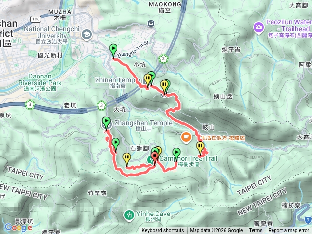 北政國中-指南宮-樟樹步道-樟山寺-樟湖山-貓空纜車站