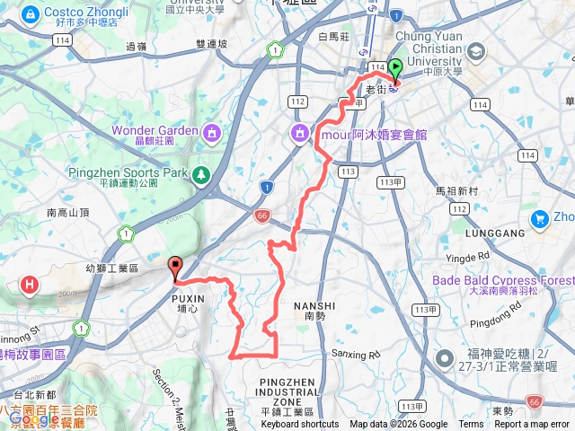 中壢-老街溪步道-圓墩八字圳-大庄伯公雙土地公-伯公潭-大坑崁溪步道-通學古道-埔心