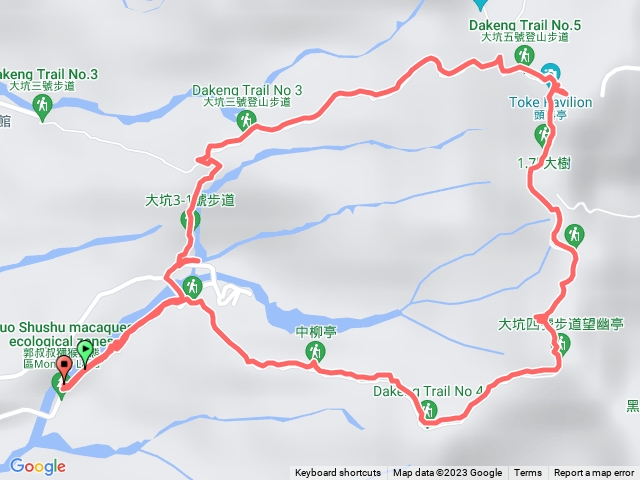 大坑步道4號接5號接3號接3-1號回到中正露營區停車場