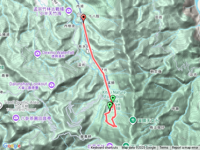 溪頭3小時慢走路線預覽圖